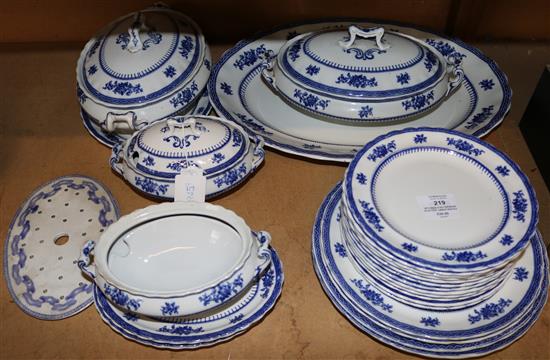 Victorian Staffordshire blue part dinner service